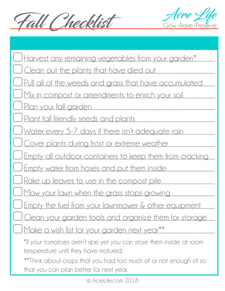 Fall Garden Checklist - Acre Life